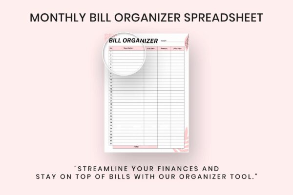 Monthly bill organizer spreadsheet - image 7