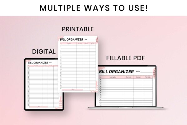 Monthly bill organizer spreadsheet - image 9
