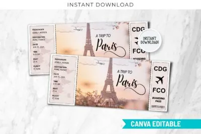 Paris Boarding Pass Printable Template