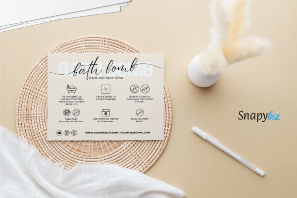 Printable Bath Bomb Care Instructions Feature Images 2 Editable bath bomb care card - image 3