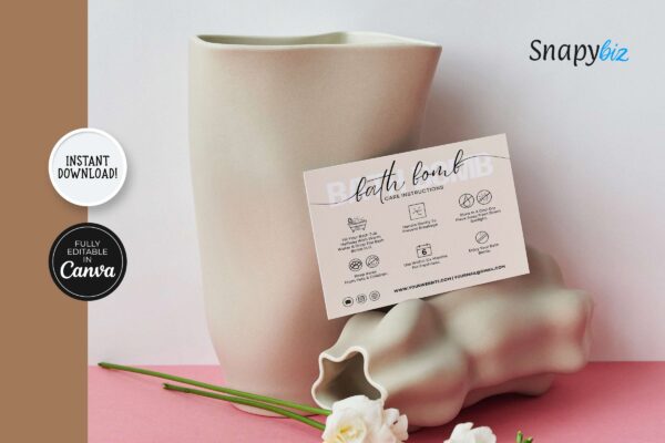 Printable Bath Bomb Care Instructions Feature Images 4 Editable bath bomb care card - image 5