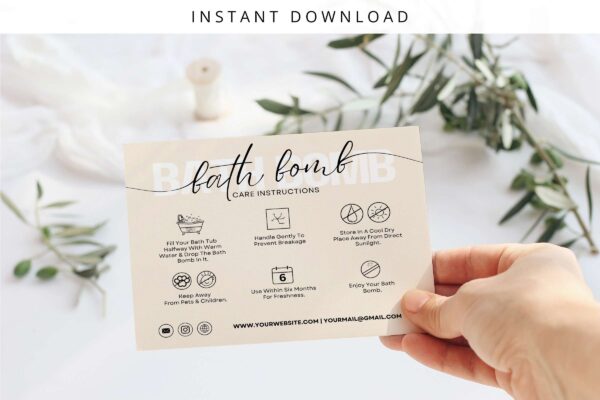 Printable Bath Bomb Care Instructions Feature Images 5 Editable bath bomb care card - image 6