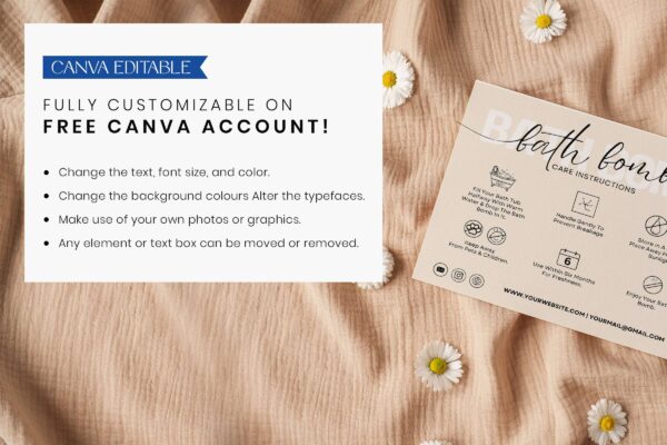Printable Bath Bomb Care Instructions Feature Images 6 Editable bath bomb care card - image 7