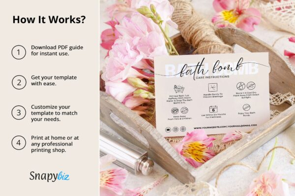 Printable Bath Bomb Care Instructions Feature Images 7 Editable bath bomb care card - image 8