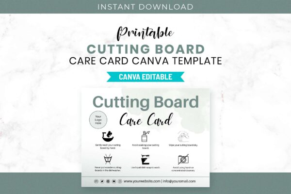 Printable Cutting Board Care Card Canva Template 1 1 Editable cutting board care card template - image 11