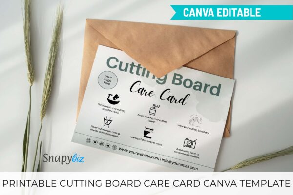 Printable Cutting Board Care Card Canva Template 10 Editable cutting board care card template - image 10
