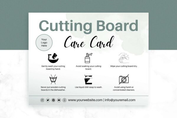 Printable Cutting Board Care Card Canva Template 2 Editable cutting board care card template - image 2