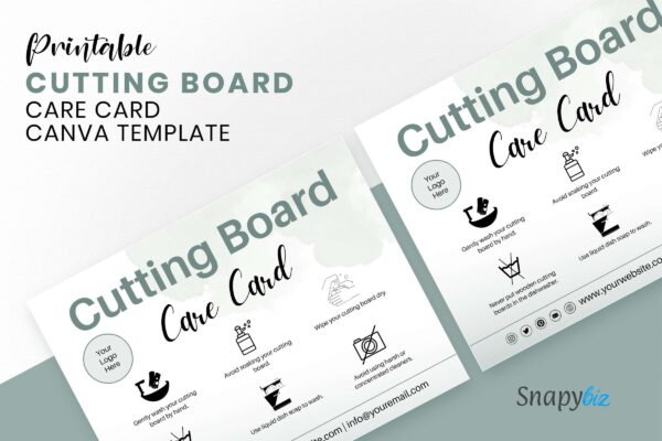 Printable Cutting Board Care Card Canva Template 3 Editable cutting board care card template - image 3