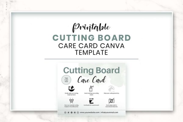 Printable Cutting Board Care Card Canva Template 6 Editable cutting board care card template - image 6