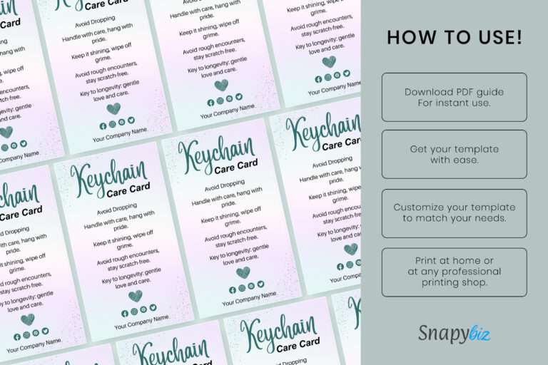 Printable Keychain Care Card | SnapyBiz