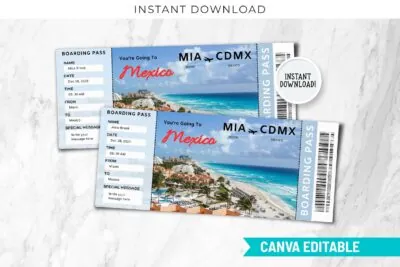 Printable MEXICO Surprise Trip Gift Ticket