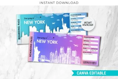 Printable NEW YORK Surprise Trip Gift Ticket