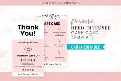 Printable Reed Diffuser Care Card Template