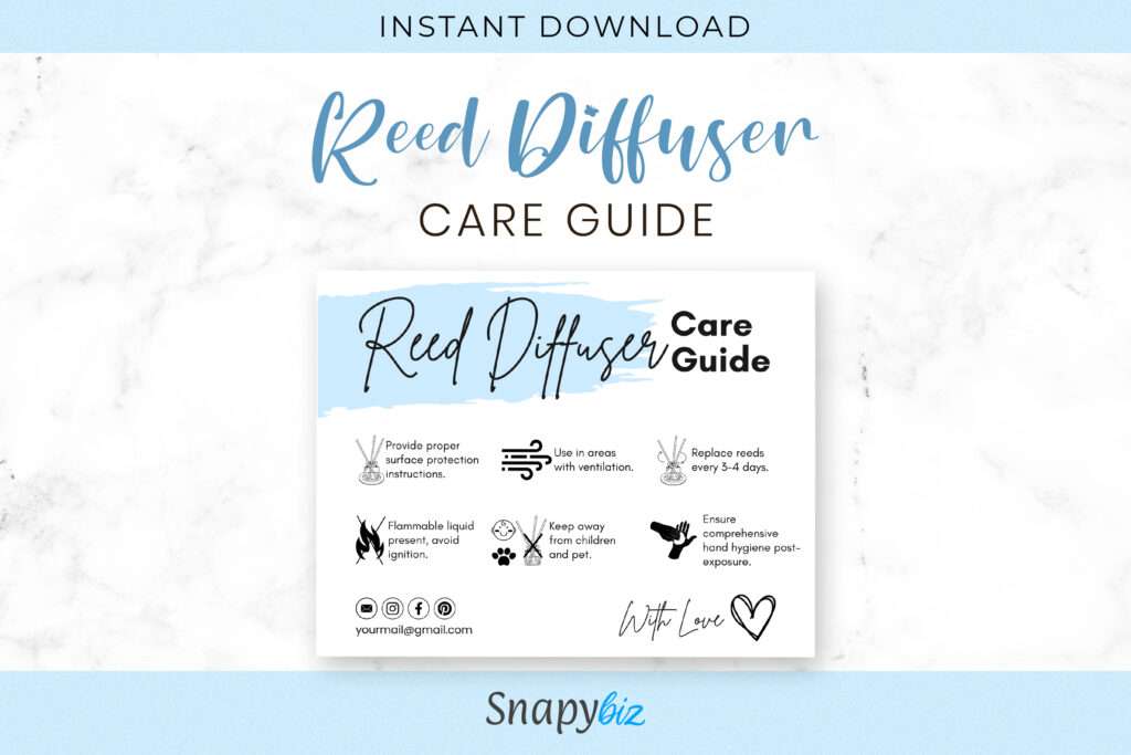 Reed Diffuser Care Guide CANVA Editable Template Reed Diffuser Care Guide CANVA Editable Template