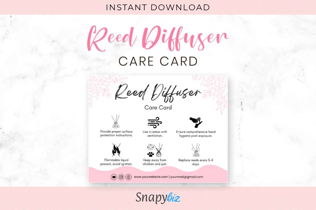 Reed Diffuser Care Card Canva Template Reed Diffuser Care Card Canva Template