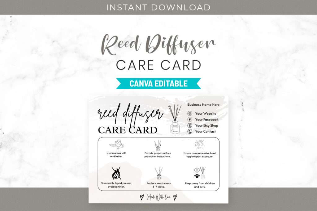 Reed Diffuser Care Card Canva Guide Reed Diffuser Care Card Canva Guide