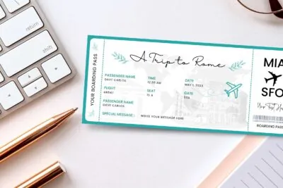 Rome Boarding pass Canva Template