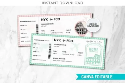 Rome Boarding Pass Templates