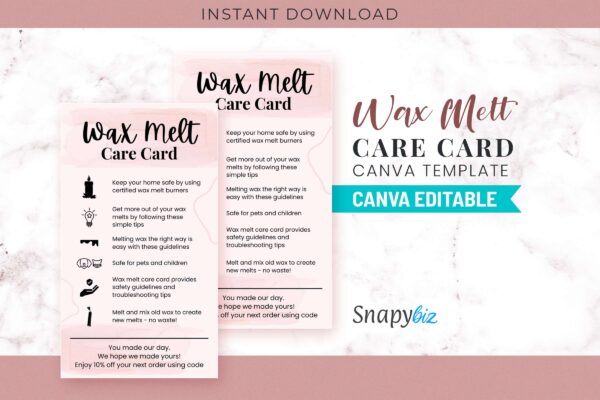 Wax Melt Care Card Canva Template Feature Images 1 1 Wax melt care card canva template
