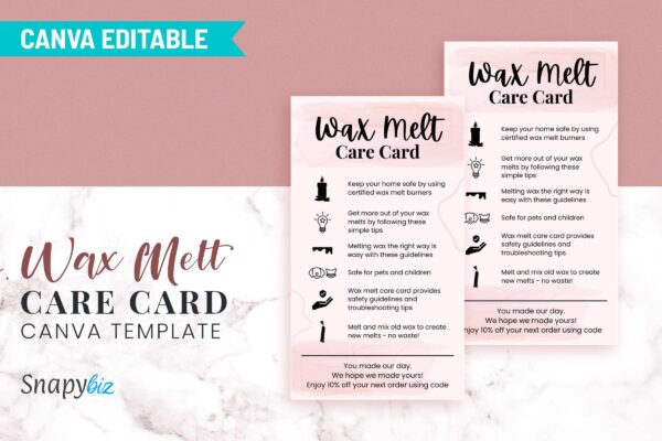 Wax Melt Care Card Canva Template Feature Images 2 Wax melt care card canva template - image 3