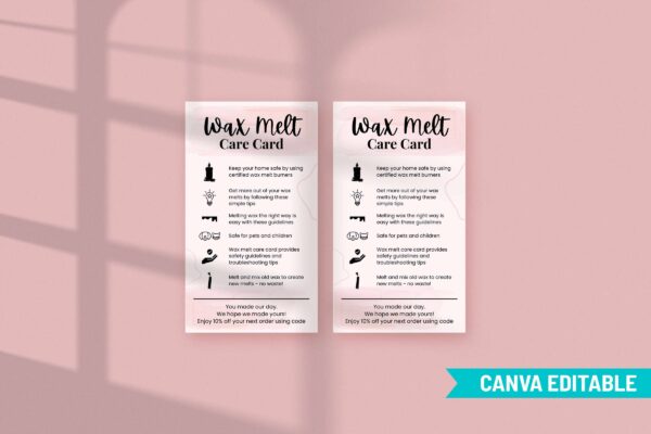 Wax Melt Care Card Canva Template Feature Images 4 Wax melt care card canva template - image 5