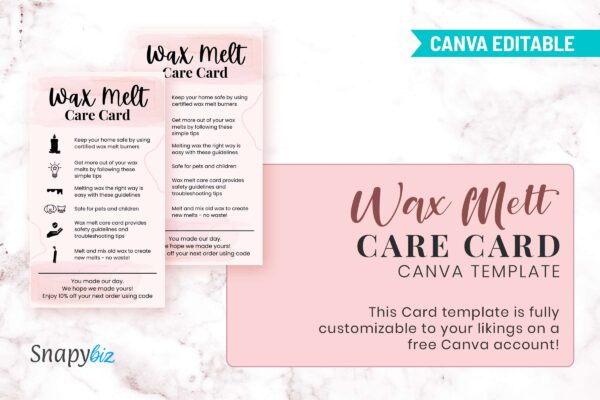 Wax Melt Care Card Canva Template Feature Images 5 Wax melt care card canva template - image 6