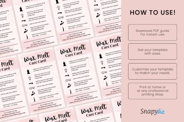 Wax Melt Care Card Canva Template Feature Images 8 Wax melt care card canva template - image 9