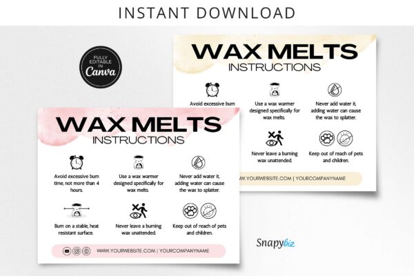 Wax melt care instructions card - image 2