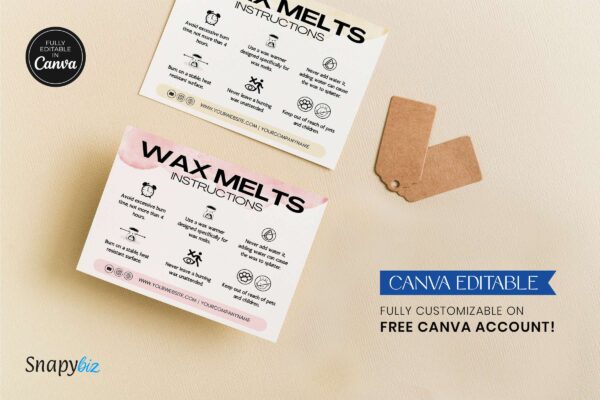 Wax melt care instructions card - image 3