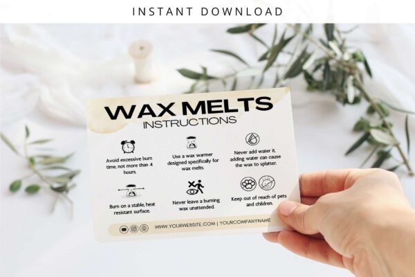 Wax melt care instructions card - image 6