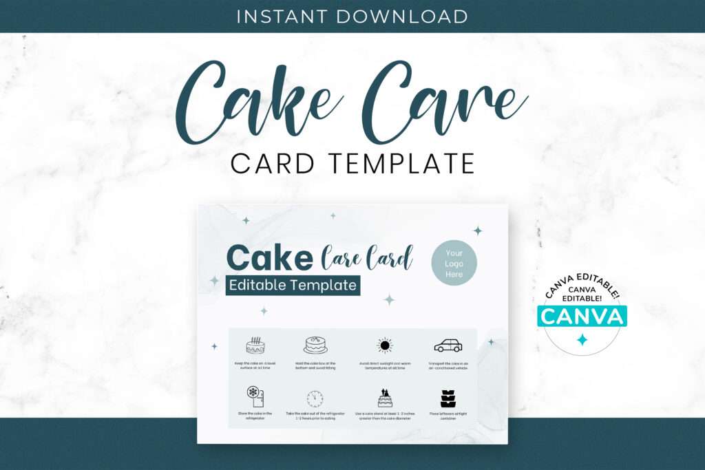 Cake Care Card Editable Template Cake Care Card Editable Template