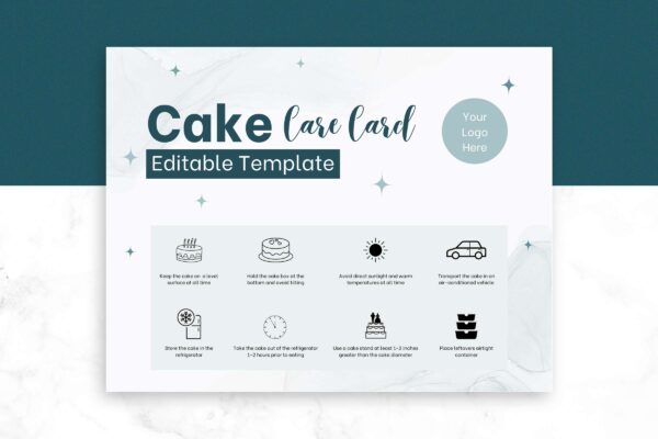 Cake Care Card Editable Template Feature Images 2 Cake care card editable template - image 3