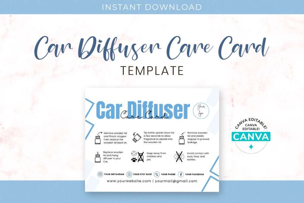 Car Diffuser Care Card Template Car Diffuser Care Card Template