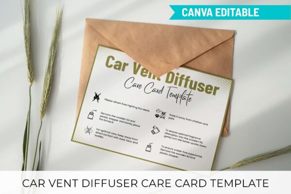 Car Vent Diffuser Care Card Template Feature Images 10 Editable car vent diffuser care card - image 11