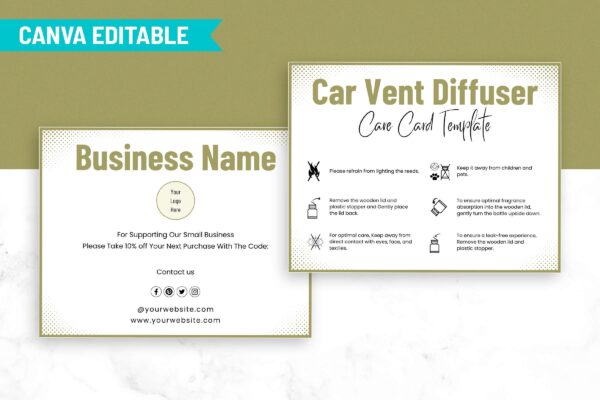 Car Vent Diffuser Care Card Template Feature Images 2 Editable car vent diffuser care card - image 3