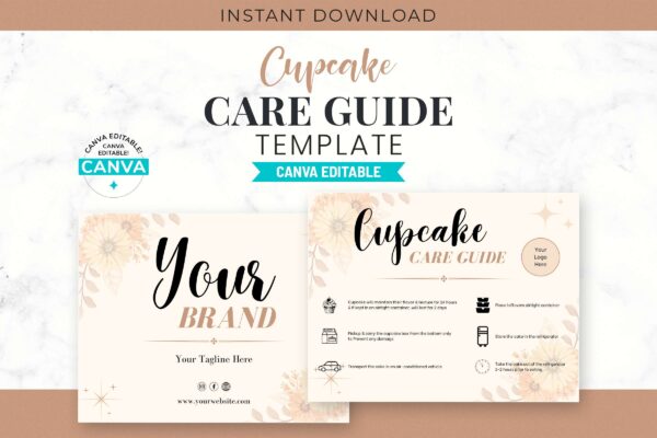 Cupcake Care Card Editable Template Feature Images 1 Printable cupcake care guide template - image 2