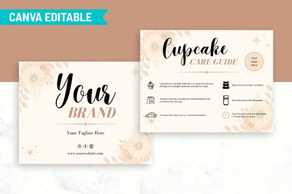 Cupcake Care Card Editable Template Feature Images 2 Printable cupcake care guide template - image 3