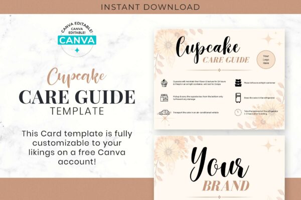Cupcake Care Card Editable Template Feature Images 4 Printable cupcake care guide template - image 5