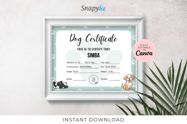Dog Certificate Template Feature Image 1 Printable dog certificate template - image 2