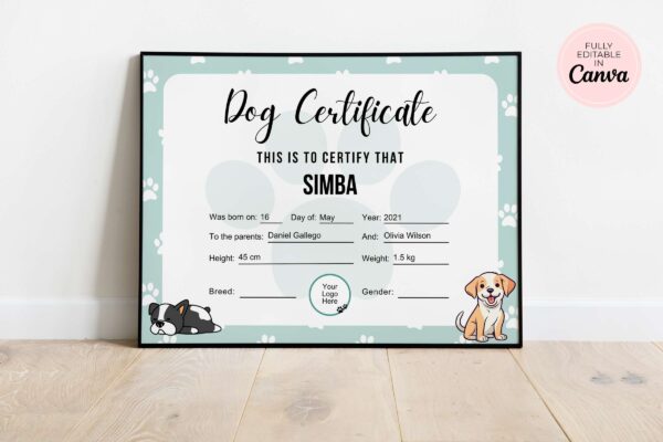 Dog Certificate Template Feature Image 2 Printable dog certificate template - image 3