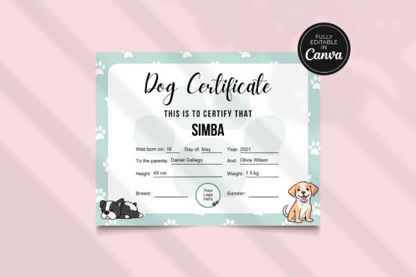 Dog Certificate Template Feature Image 3 Printable dog certificate template - image 4