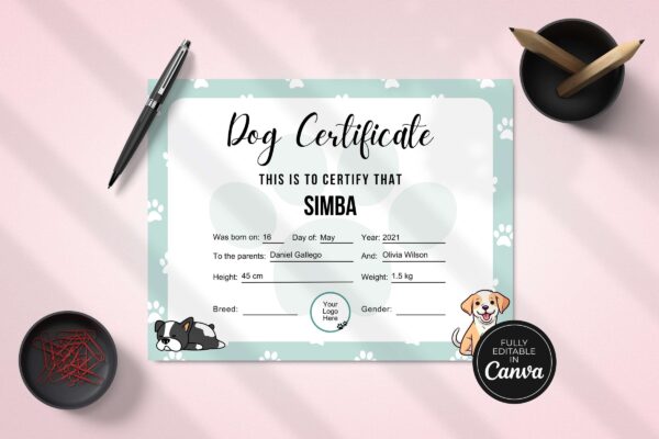 Dog Certificate Template Feature Image 5 Printable dog certificate template - image 6