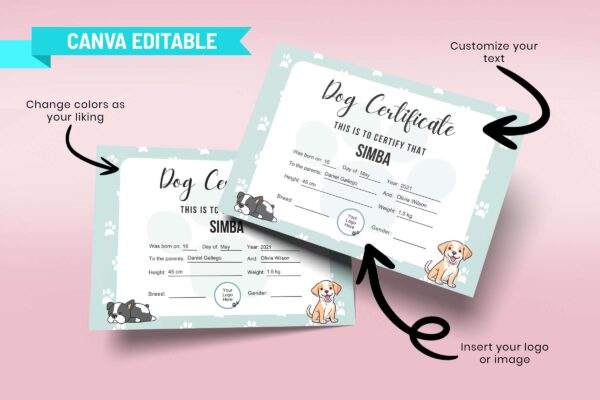 Dog Certificate Template Feature Image 6 Printable dog certificate template - image 7