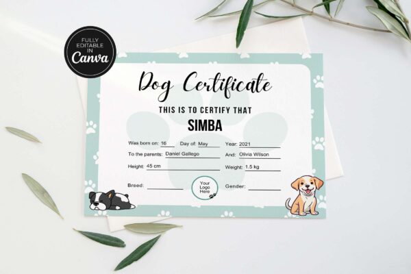 Dog Certificate Template Feature Image 8 Printable dog certificate template - image 9