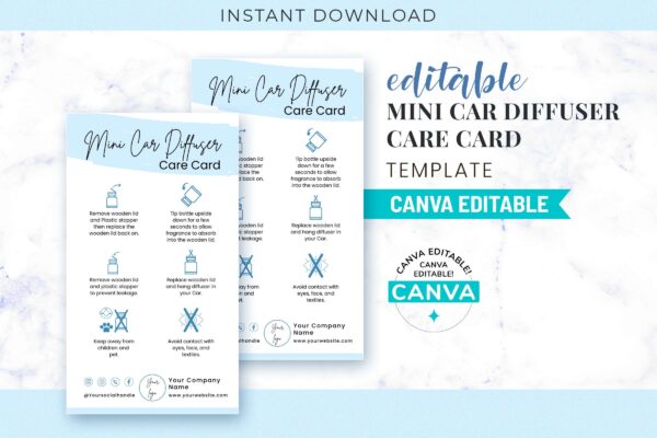 Editable Mini Car Diffuser Care Card Template Feature Images 1 Editable mini car diffuser care card template - image 2