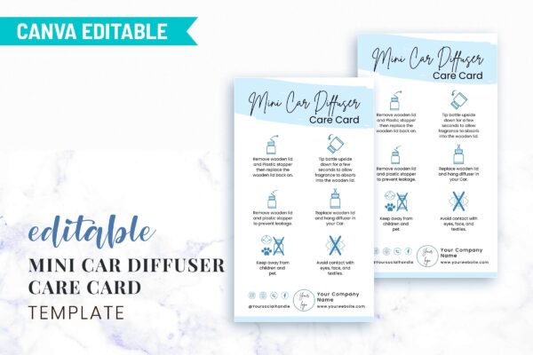 Editable Mini Car Diffuser Care Card Template Feature Images 2 Editable mini car diffuser care card template - image 3