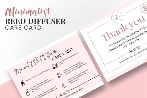 Minimalist Reed Diffuser Care Card | SnapyBiz