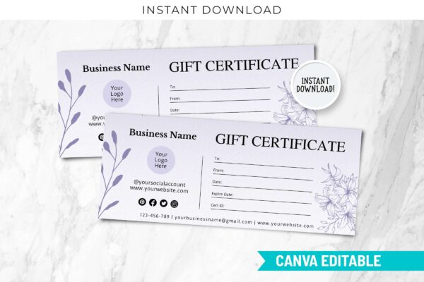 Personalized Gift Certificate Canva Editable Template 1 Personalized gift certificate canva editable template - image 2