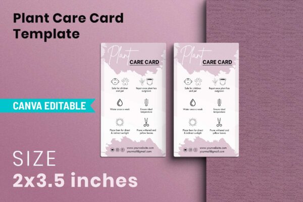 Plant Care Card Template Feature Images 6 Plant care instructions cards printable - image 7