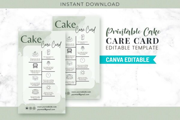 Printable Cake Care Card Editable Template Feature Images 1 Printable cake care card editable template